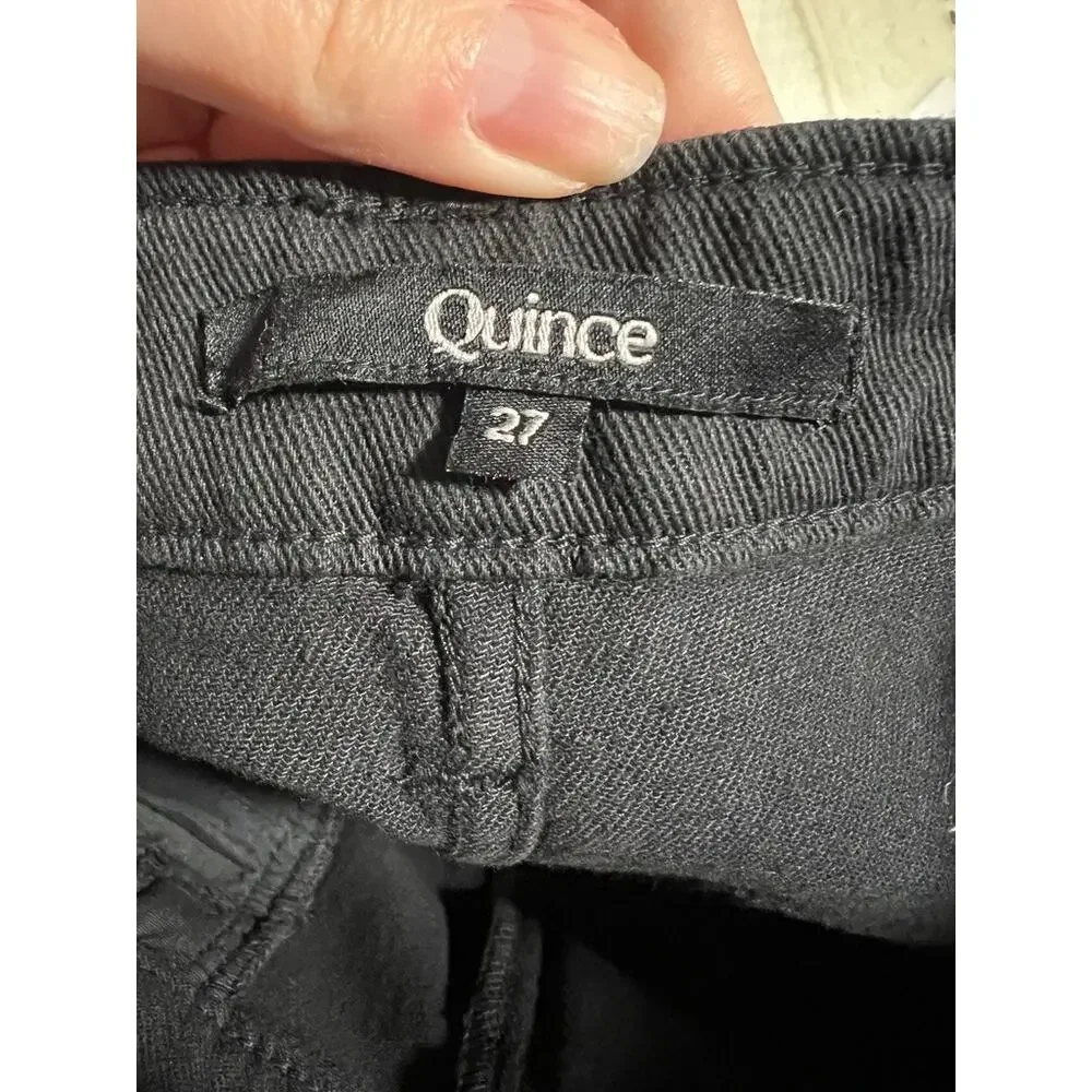 NWT Quince Women's Organic Stretch Cotton Twill Wide-Leg Crop Pants Black SZ 27 - Picture 8 of 14